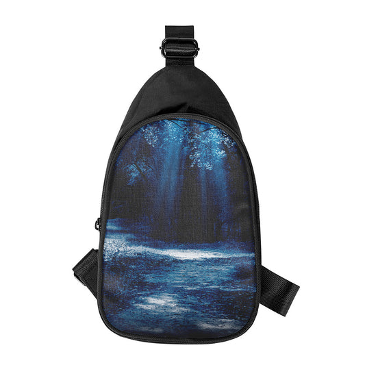Night Forest And Moonlight Print Chest Bag