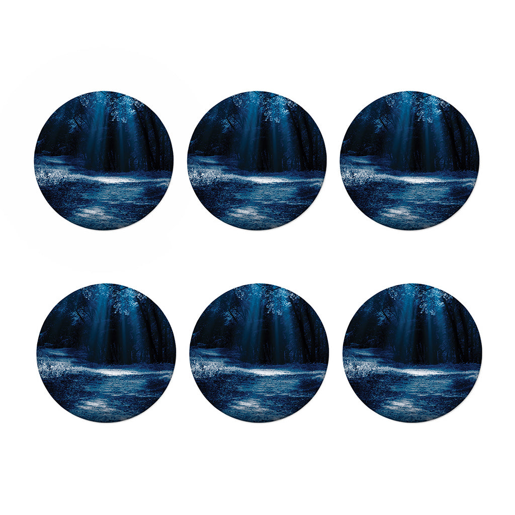 Night Forest And Moonlight Print Coaster Set