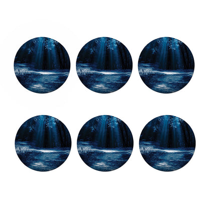 Night Forest And Moonlight Print Coaster Set