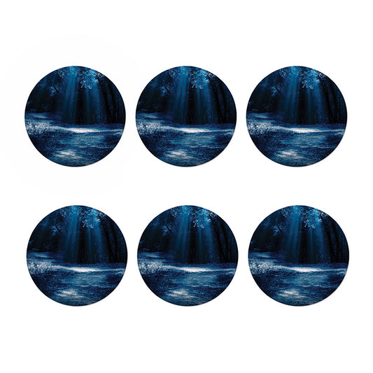 Night Forest And Moonlight Print Coaster Set