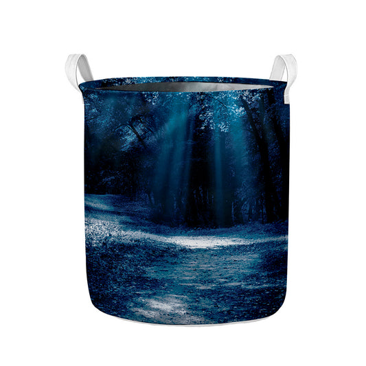 Night Forest And Moonlight Print Collapsible Laundry Basket
