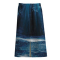 Night Forest And Moonlight Print Cotton Front Slit Maxi Skirt