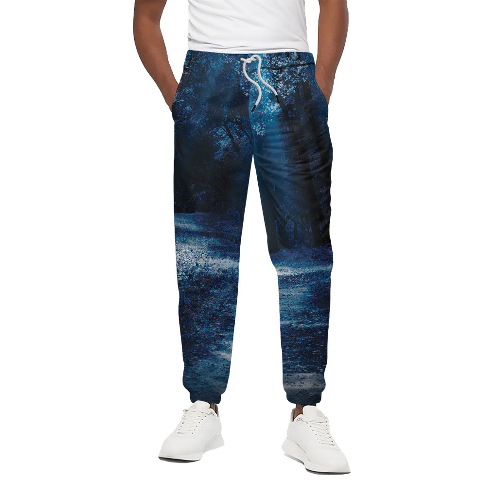 Night Forest And Moonlight Print Cotton Pants