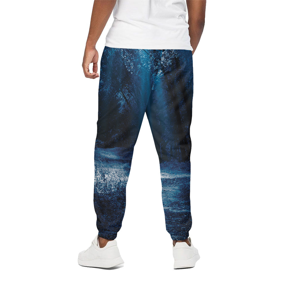 Night Forest And Moonlight Print Cotton Pants