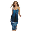 Night Forest And Moonlight Print Cross Back Cami Dress