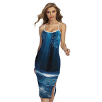 Night Forest And Moonlight Print Cross Back Cami Dress
