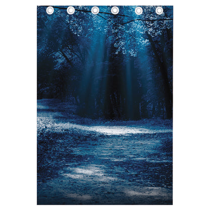Night Forest And Moonlight Print Curtain