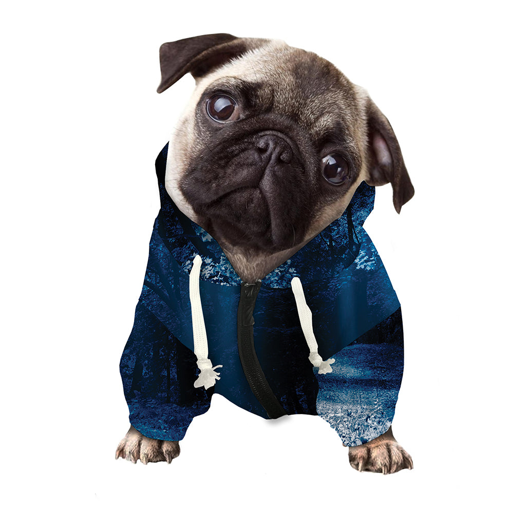 Night Forest And Moonlight Print Dog Zip Up Hoodie