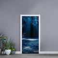 Night Forest And Moonlight Print Door Sticker