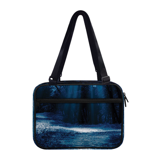 Night Forest And Moonlight Print Double Strap Bible Bag