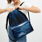 Night Forest And Moonlight Print Drawstring Backpack