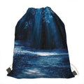 Night Forest And Moonlight Print Drawstring Bag