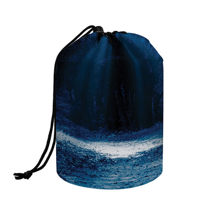 Night Forest And Moonlight Print Drawstring Makeup Bag