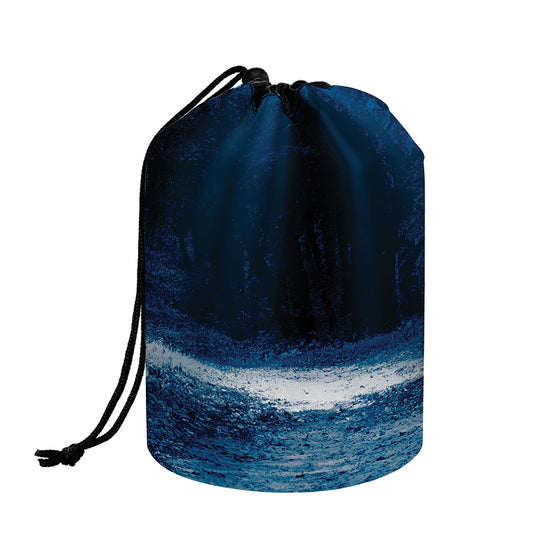 Night Forest And Moonlight Print Drawstring Makeup Bag