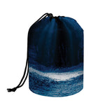Night Forest And Moonlight Print Drawstring Makeup Bag