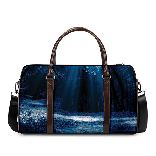 Night Forest And Moonlight Print Duffle Bag