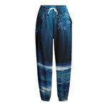 Night Forest And Moonlight Print Fleece Lined Knit Pants