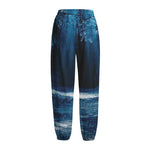 Night Forest And Moonlight Print Fleece Lined Knit Pants