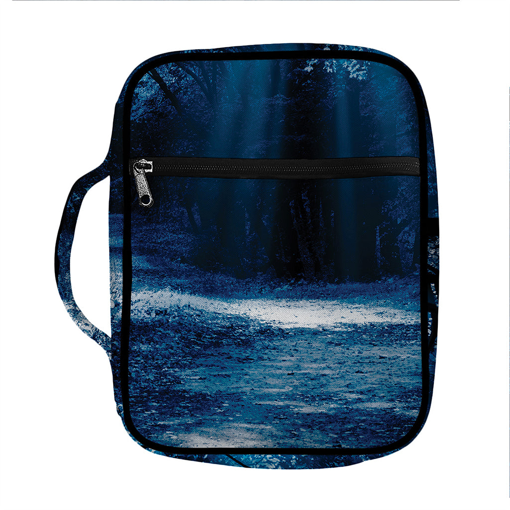 Night Forest And Moonlight Print Front Pocket Bible Bag