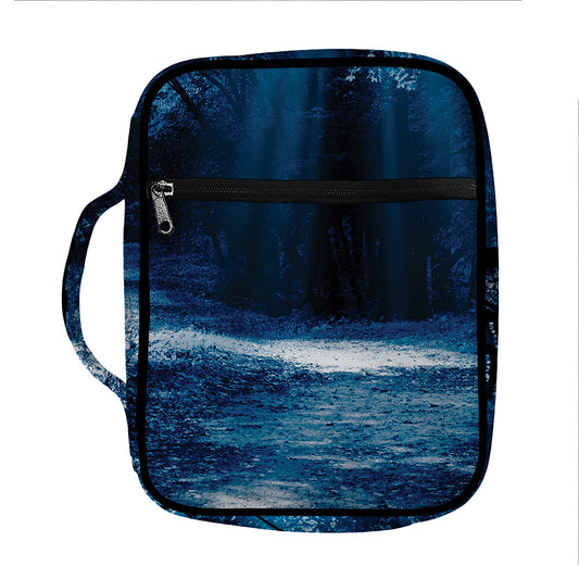 Night Forest And Moonlight Print Front Pocket Bible Bag