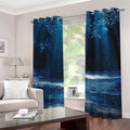 Night Forest And Moonlight Print Grommet Curtains