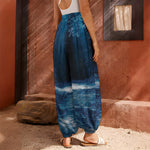 Night Forest And Moonlight Print Harem Pants
