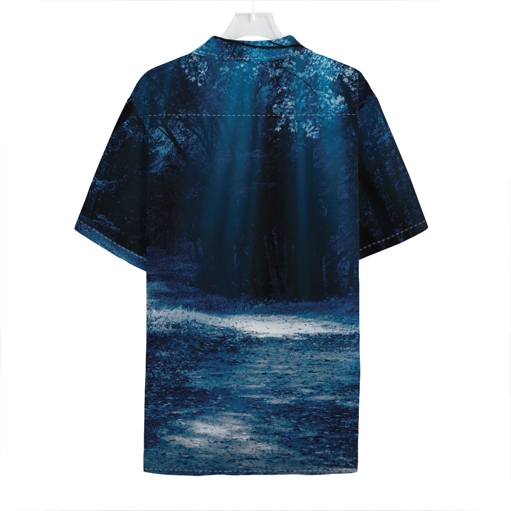 Night Forest And Moonlight Print Hawaiian Shirt