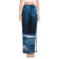 Night Forest And Moonlight Print High Slit Maxi Skirt