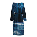 Night Forest And Moonlight Print Hooded Bathrobe