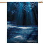Night Forest And Moonlight Print House Flag