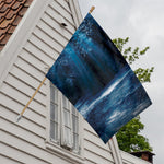 Night Forest And Moonlight Print House Flag
