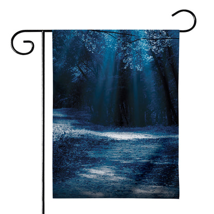 Night Forest And Moonlight Print House Flag