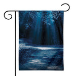 Night Forest And Moonlight Print House Flag