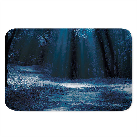Night Forest And Moonlight Print Indoor Door Mat