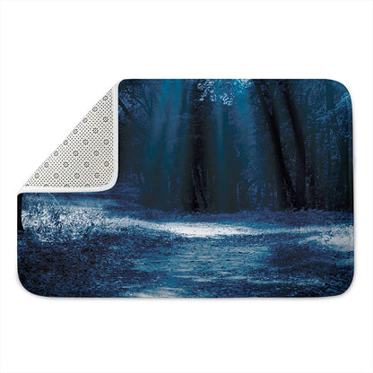 Night Forest And Moonlight Print Indoor Door Mat