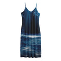 Night Forest And Moonlight Print Jersey Midi Cami Dress