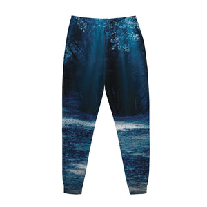 Night Forest And Moonlight Print Jogger Pants