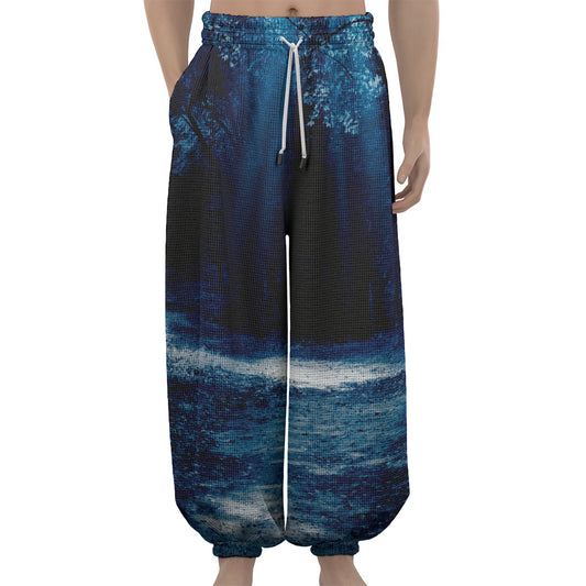 Night Forest And Moonlight Print Lantern Pants