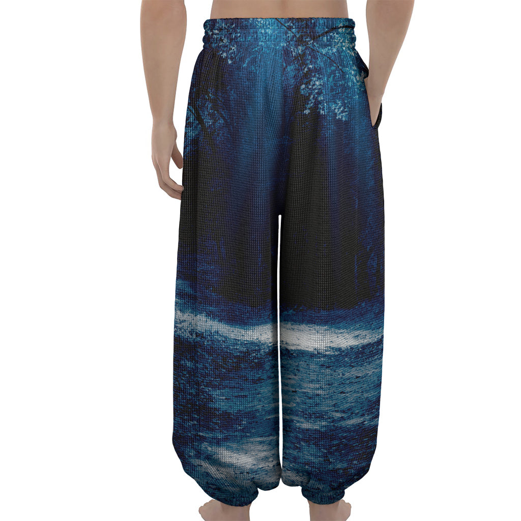 Night Forest And Moonlight Print Lantern Pants