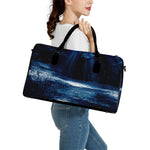 Night Forest And Moonlight Print Leather Duffle Bag