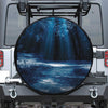 Night Forest And Moonlight Print Leather Spare Tire Cover