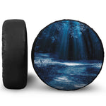 Night Forest And Moonlight Print Leather Spare Tire Cover