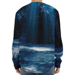 Night Forest And Moonlight Print Long Sleeve Baseball Jersey