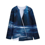 Night Forest And Moonlight Print Long Sleeve Short Coat