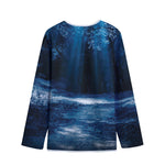 Night Forest And Moonlight Print Long Sleeve Short Coat