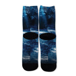 Night Forest And Moonlight Print Long Socks