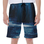 Night Forest And Moonlight Print Men's Beach Shorts