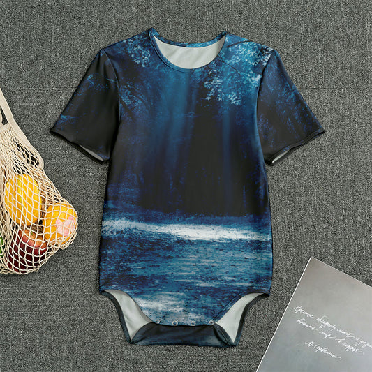 Night Forest And Moonlight Print Men's Bodysuit