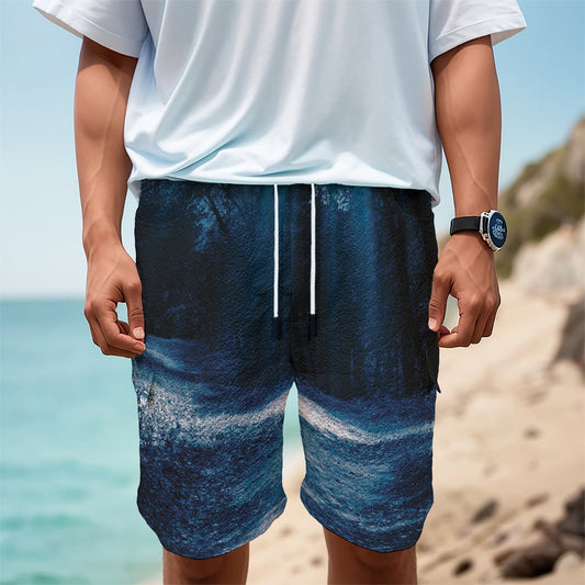 Night Forest And Moonlight Print Men's Cargo Shorts