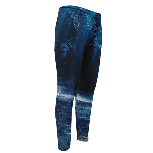 Night Forest And Moonlight Print Men's Compression Pants